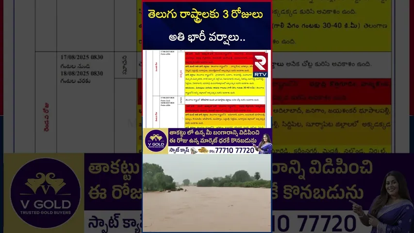 తెలుగు రాష్ట్రాలకు 3 రోజులు అతి భారీ వర్షాలు.. | Heavy Rain Alert To AP and Telangana | RTV