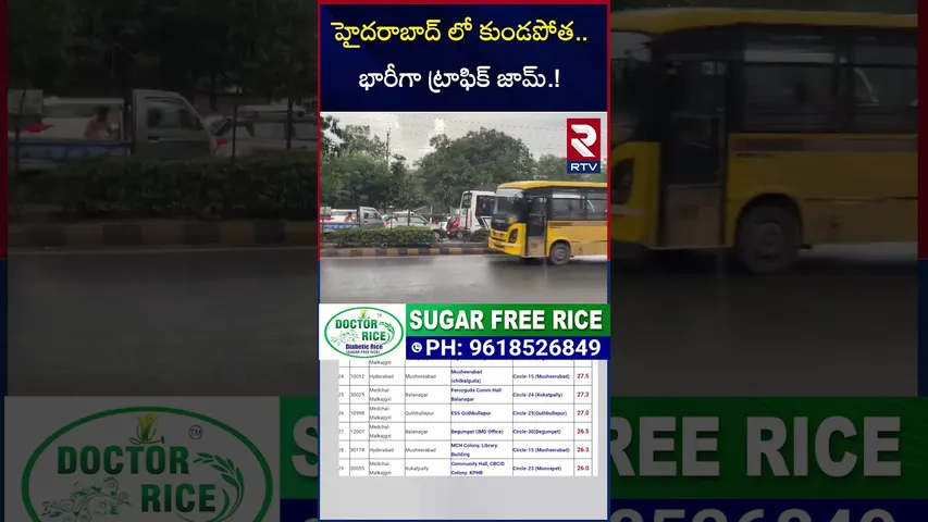 హైదరాబాద్ లో కుండపోత భారీగా ట్రాఫిక్ జామ్ | Heavy Rains In Hyderabad | RTV