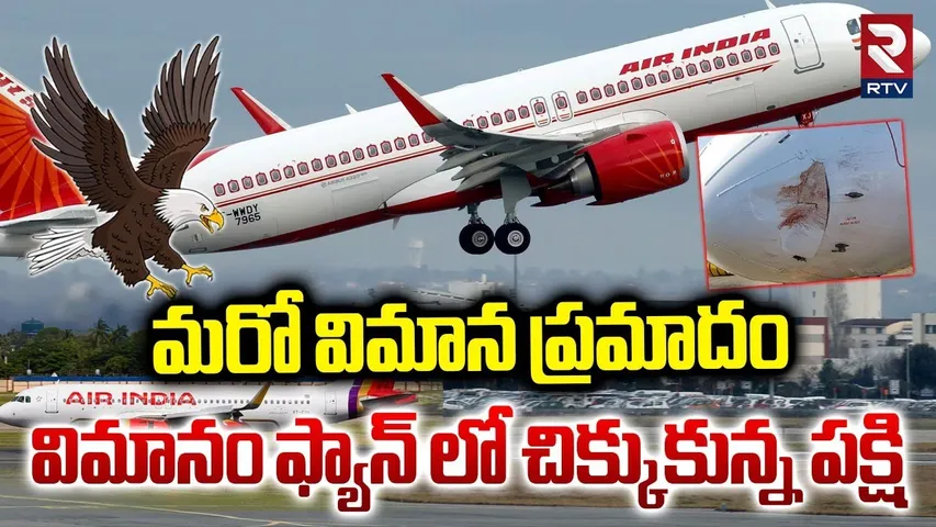 విమానం ఫ్యాన్ లో చిక్కుకున్న పక్షి.. | Air India Flight Crash Incident | Gannavaram Airport | RTV