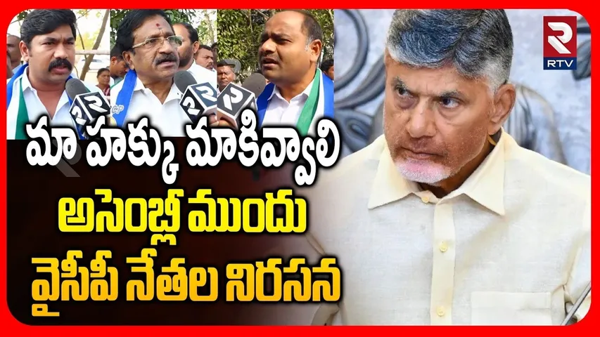 మా హక్కు మాకివ్వాలి.. | YCP Leaders Protest At AP Assembly | CM Chandrababu | YS Jagan | RTV
