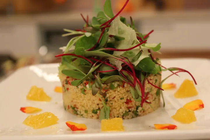 Couscous and Mixed Vegetables with Salad with Orange Vinaigrette 14