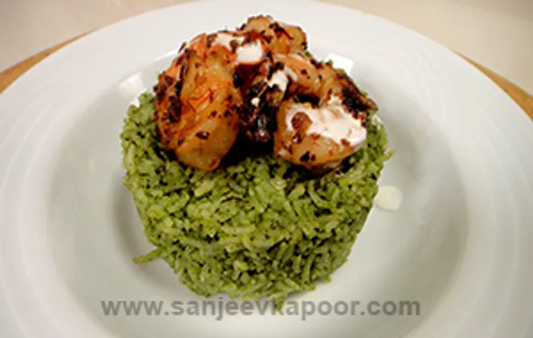 Garlic Saffron Prawns with Coriander Rice