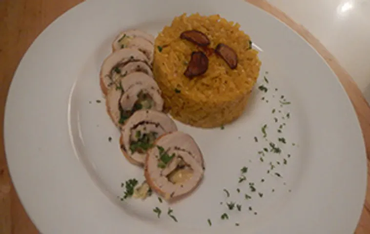 Saffron Risotto with Stuffed Chicken