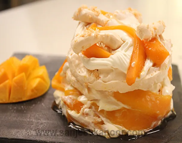 Mango and Coconut Meringue Gateaux