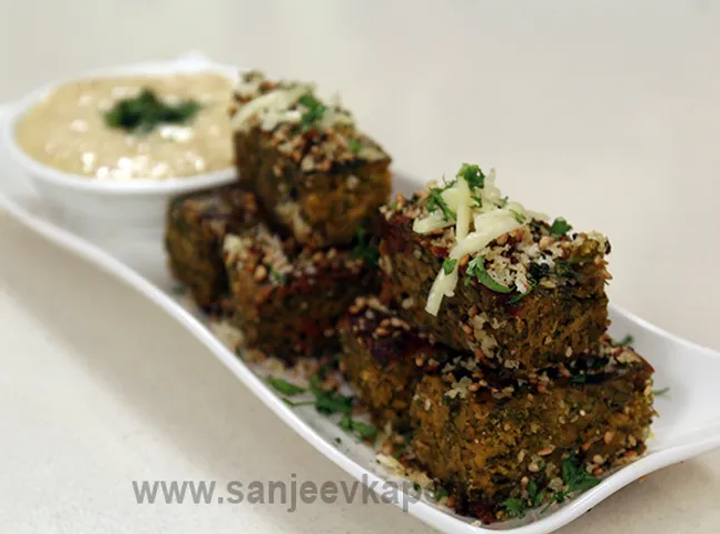 Kothimbir Wadi with Cheese Sauce