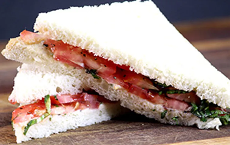 Tomato and Basil Sandwich with Mascarpone Spread