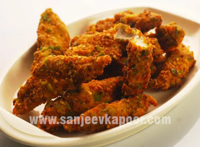 Crispy Chicken Fingers with Wasabi Peas