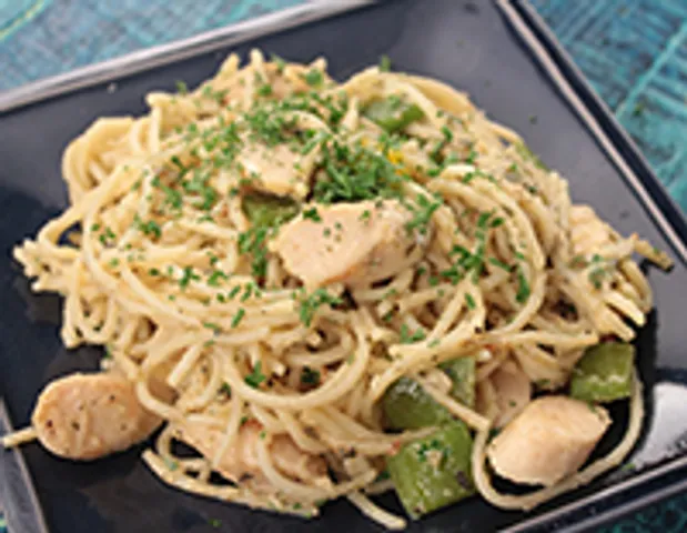 Spaghetti with Italian Sausage and Peppers-SK Khaz
