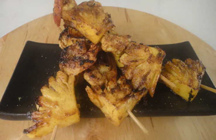 Tamarind Pineapple Prawns Skewers