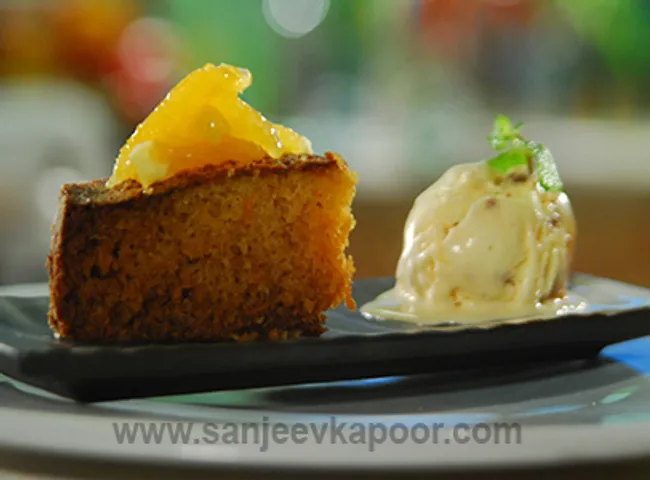 Carrot and Orange Cake with Ice cream