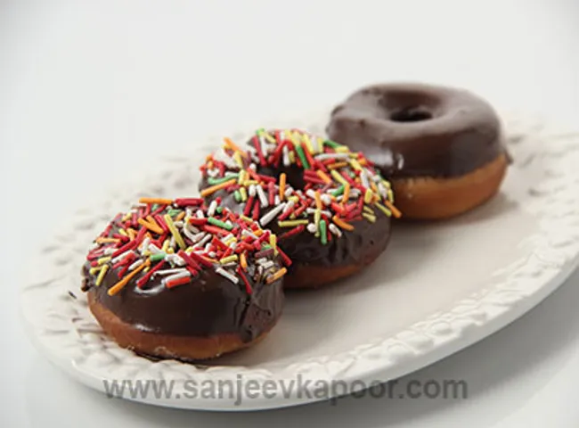 Eggless Chocolate Coated Doughnuts