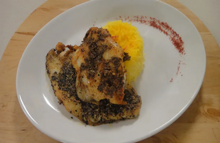 Panch Phoron Crusted Basa with Saffron Rice