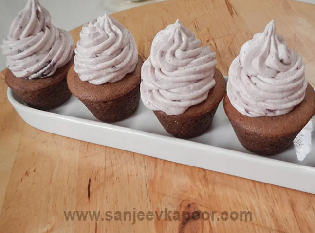 Chocolate Cupcake with Blueberry Frosting