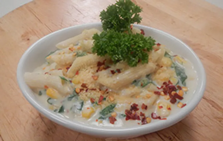Penne with Creamy Spinach and Corn