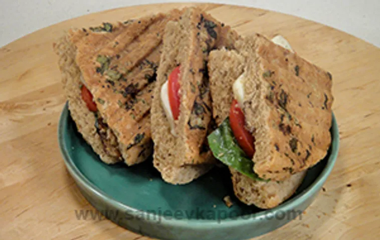 Focaccia with Chicken and Mozzarella Sandwich