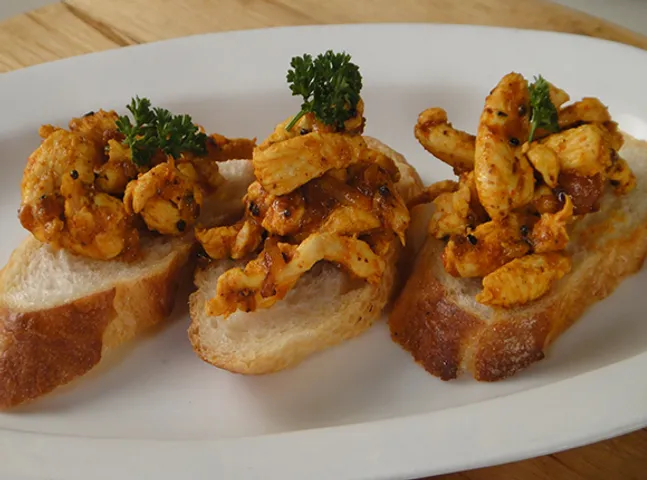 Achari Chicken Bruschetta