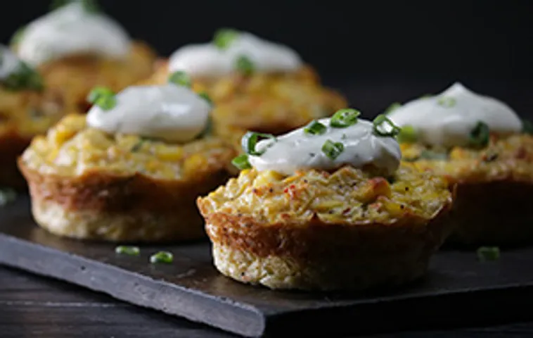 Corn Muffins with Cheesy Yogurt Dip
