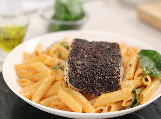 Orange Chilli Pasta with Pepper Fish