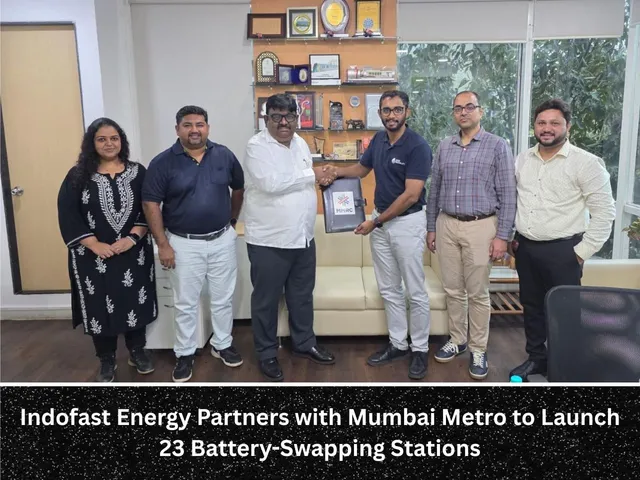Indofast Energy Partners with Mumbai Metro to Launch 23 Battery-Swapping Stations