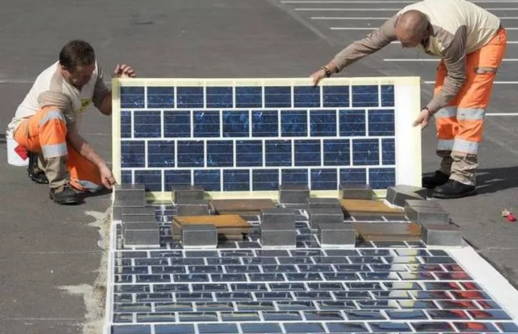 A Bit of Panel of China's New Solar Panel Tiled Street is Stolen by Somebody