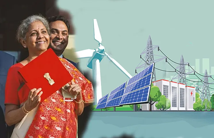Finance Minister Nirmala Sitharaman with renewable energy