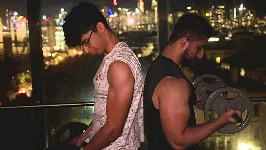 Gym Bros Aadi and Tarush crushing it in their roof top gym Pic credit: Kartik Nair