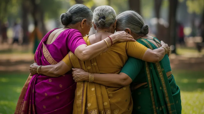 female friendship indian women elderly friendship old women ageing