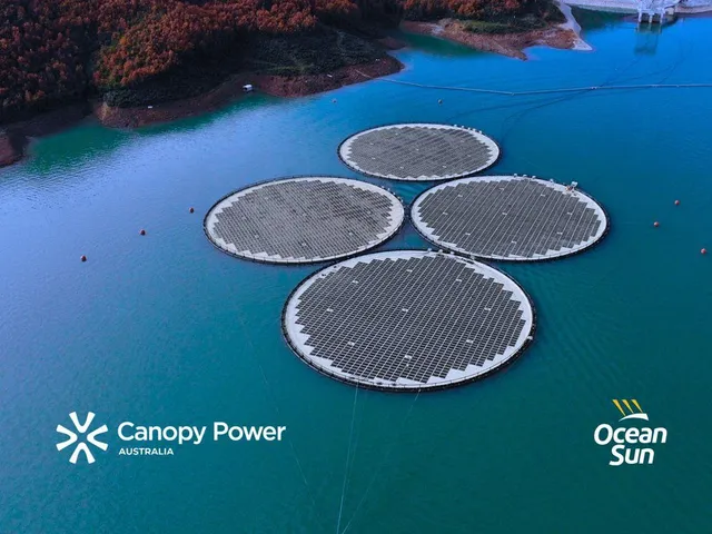 Ocean Sun and Canopy Power’s floating solar system in Australia featured 70m circular floaters with 700kWp PV capacity. I