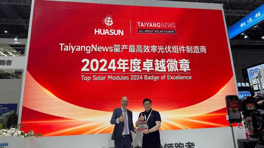TaiyangNews recognized Huasun’s six-month presence in the global Top 10 solar module efficiency rankings. 