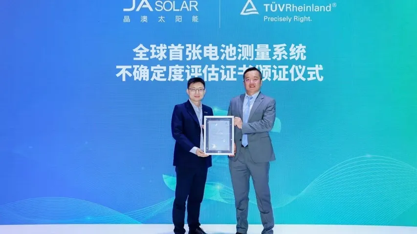 JA Solar’s Shanghai facility was certified for achieving under 2% power measurement uncertainty in PV cells.