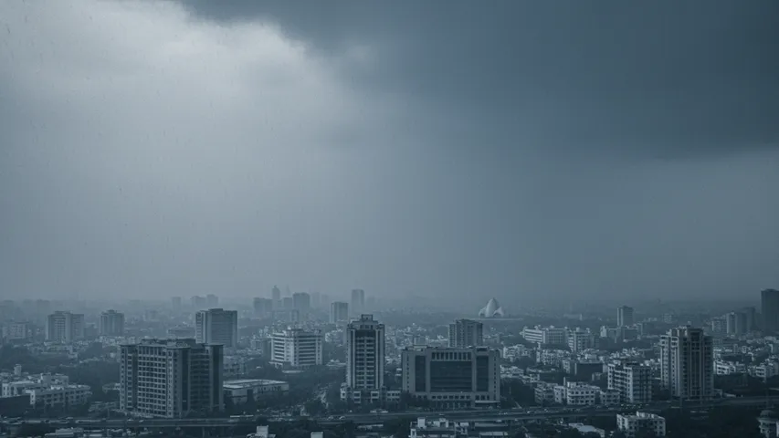 Cloudy and rainy weather over Delhi caused by western disturbance
