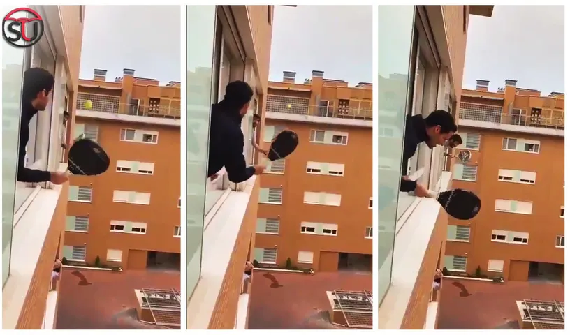 Viral Video: Two Italian Quarantine Men Play Tennis From Their Apartment Windows