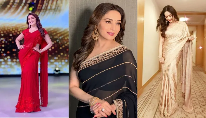 5 Pretty Saris Of Madhuri Dixit You Must Add In Your Bridal Trousseau