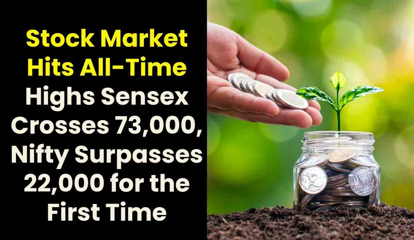 Stock Market Hits All-Time Highs: Sensex Crosses 73,000, Nifty Surpasses 22,000 for the First Time