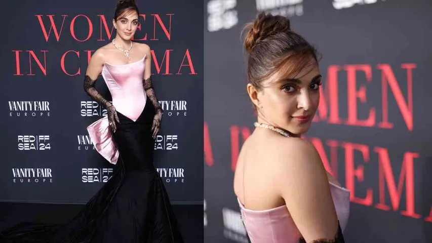 Cannes 24 : Kiara Advani Stuns Everyone In Her Pink-Black Gown, Reminds Us Of Old Hollywood Look