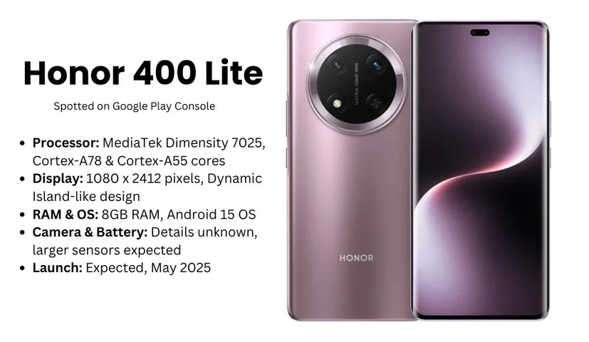 Honor 400 Lite Specs, Design, Google Play Console Listing, and Expected Launch