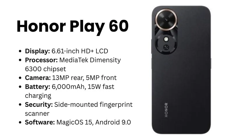 Honor Play 60 Set to Launch Soon: Leaked Specs, Pricing, and More
