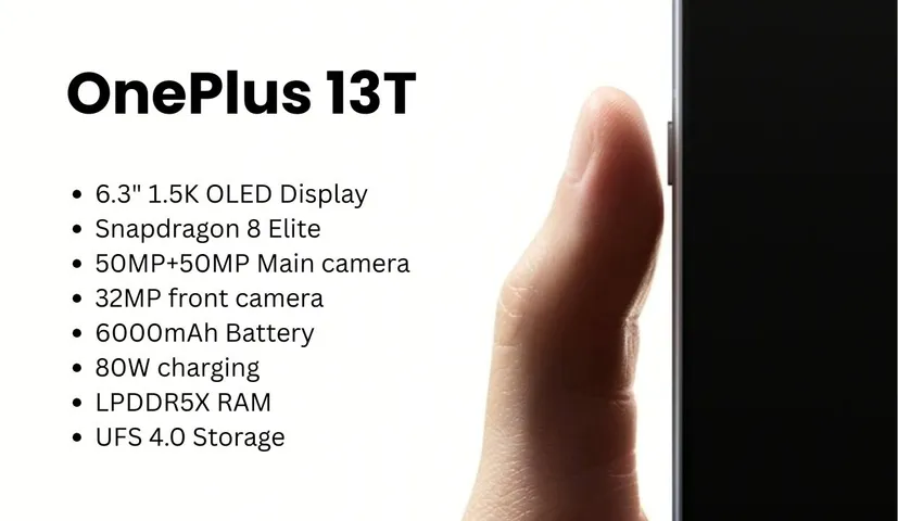 OnePlus 13T Launching Soon with 6200mAh Battery, Quick Key & Flat Display