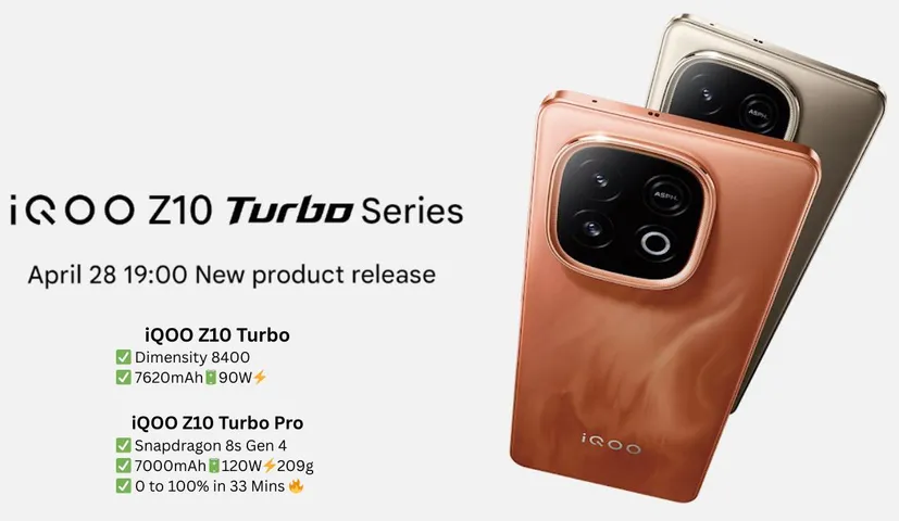 iQOO Z10 Turbo Series Launching Soon with Snapdragon 8s Gen 4, Up to 7500mAh Battery
