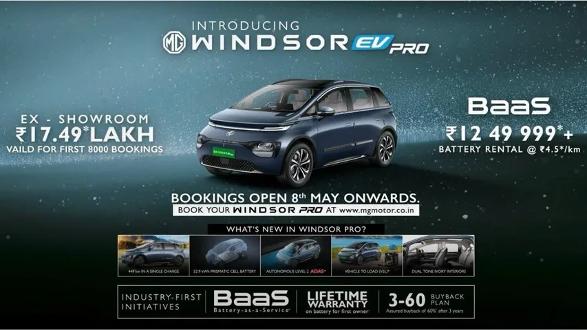 JSW MG Windsor Pro EV Launched in India at ₹12.50 Lakh – Full Details Inside