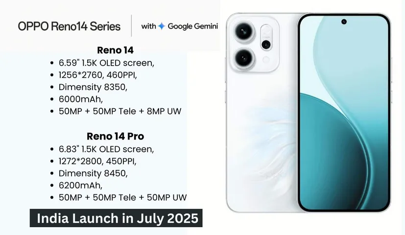 Oppo Reno 14 Series India Launch in July: Gemini AI Features, Specs, and More