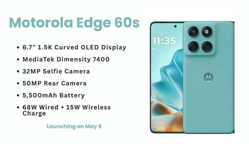 Motorola Edge 60s Launch Date, Design, Specifications & Color Options Revealed