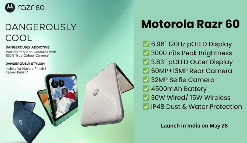 Motorola Razr 60 India Launch in India on May 28: Price, Specs and More
