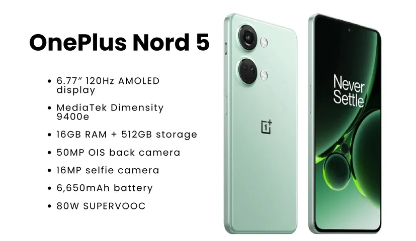 OnePlus Nord 5 Launching Soon With Dimensity 9400e and 6650mAh Battery