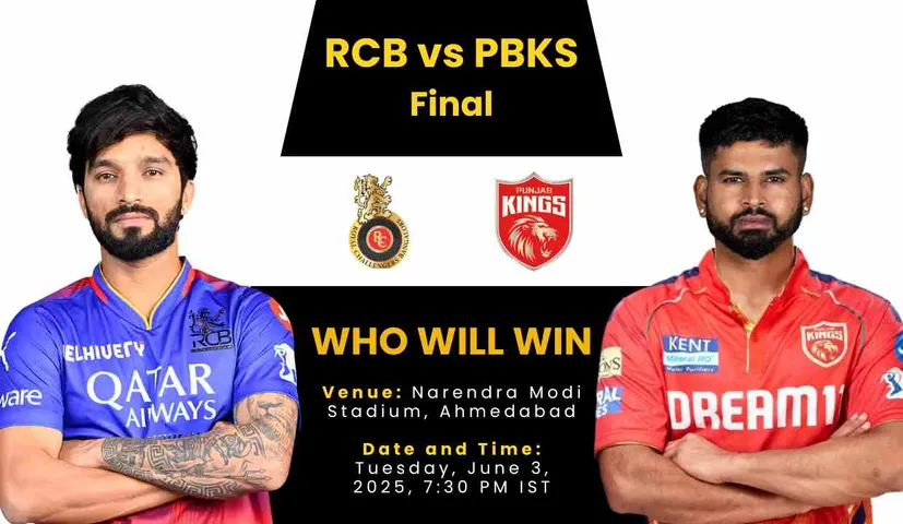 RCB vs PBKS IPL 2025 Final: Date, Time, Playing 11, Weather Report, Prediction