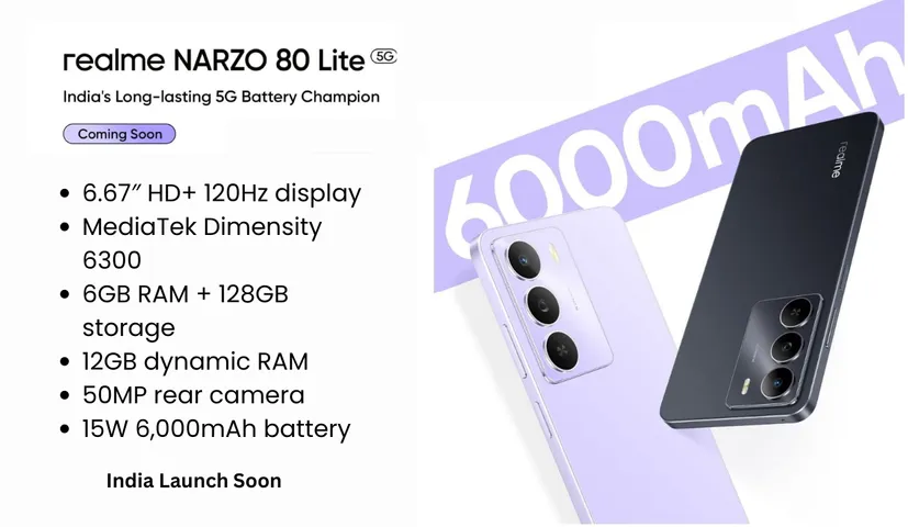 Realme Narzo 80 Lite 5G India Launch Soon, Specs and Design Leaked