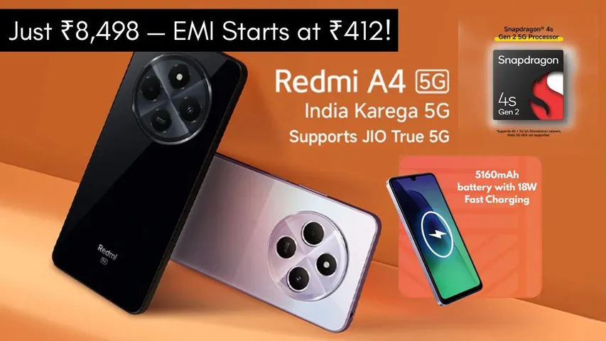 Redmi A4 5G Now Available on Amazon at Just ₹8,498 — EMI Starts at ₹412!