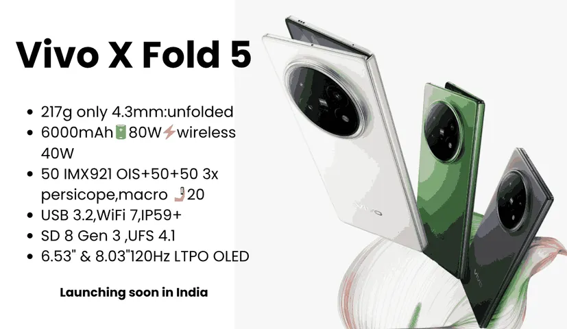 Vivo X Fold 5 India Launch Teased Full Specs, Price, Features & More