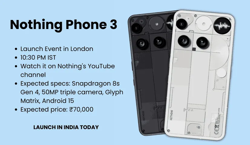 Nothing Phone 3 Launch Today: Expected Price, Specifications & How to Watch Live