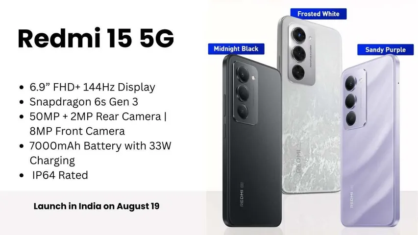 Redmi 15 5G Launch in India on August 19 Know Full Details